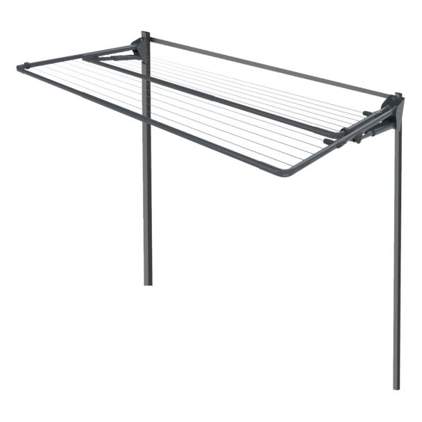 Hills Folding Frame 2.4m Wide Double Clothesline + Post Kit in Monument [ 80150647PK ]
