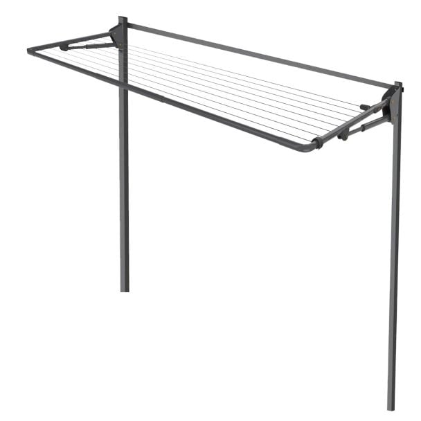 Hills Folding Frame 2.4m Wide Compact Clothesline + Post Kit in Monument [ 80150661PK ]