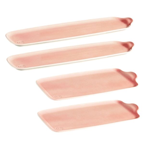 Emile Henry Ceramic Appetizer Platter Pack of 4 Platters in Rose / Pink [ EH845PK ]