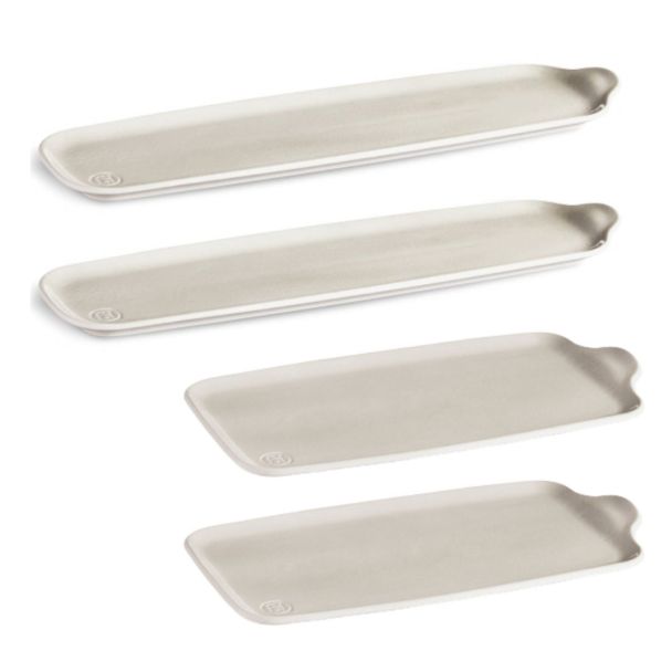 Emile Henry Ceramic Appetizer Platter Pack of 4 in Cork / Beige [ EH885PK ]