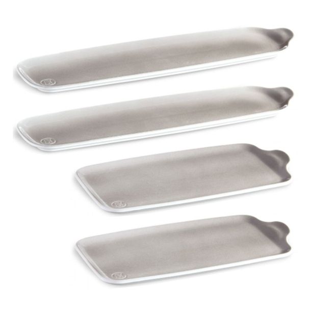 Emile Henry Ceramic Appetizer Platter Pack of 4 in Tapenade / Grey [ EH895PK ]