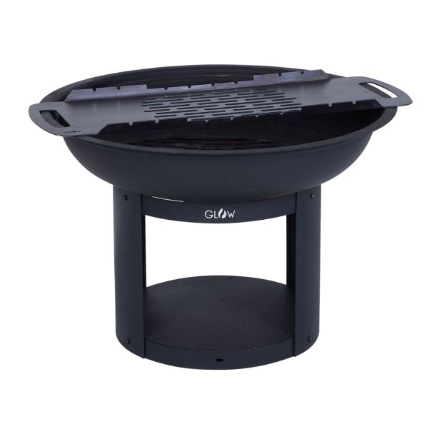 Glow Verona Fire Pit with Pizza Cooking Station in Black [ GLOW2505 ]
