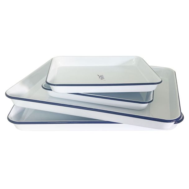 Falcon Enamelware 4 Piece Enamel Baking Tray Set [ RD287PK01 ]