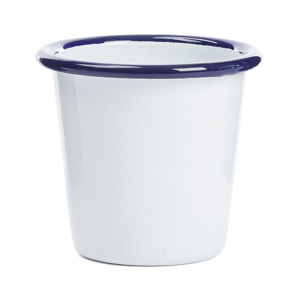 Falcon Enamelware 6cm Mini Enamel Tumbler in White with Blue Rim [ RD3685 ]