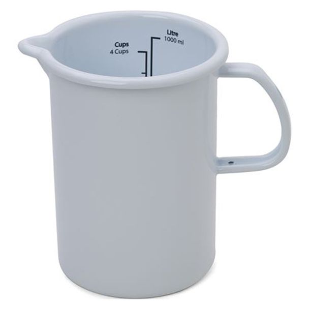 Dishy Enamelware 1L Jug with Internal Measurements in White [ RD4711 ]
