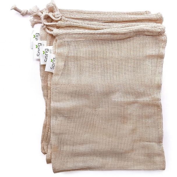 Sprig Sustainable Range Cotton Drawstring Produce Bags 12 Pack [ SP2812x3 ]
