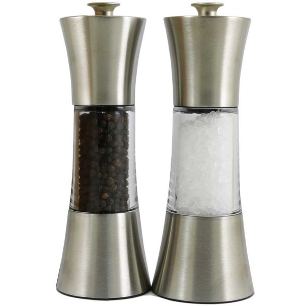 Dishy Metro 18cm Stainless Steel & Acylic Salt & Pepper Grinder Set [ SS9172SET ] 