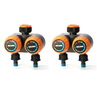 Holman EzyGrip Dual Outlet Watering Tap Timer for Garden Taps - 2 Pack [ CO0013x2 ]