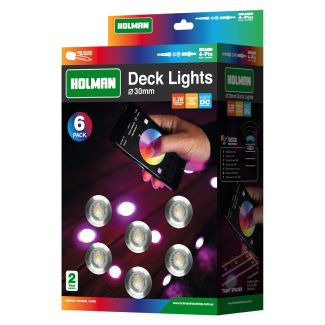 Holman RGB Colour 30mm Deck Lights Pack of 6 [ DLRGB3003 ]