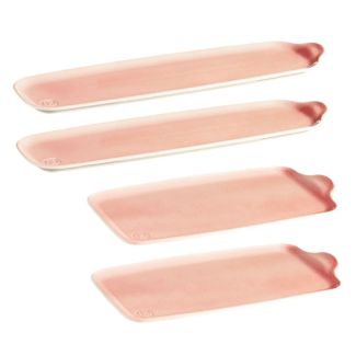 Emile Henry Ceramic Appetizer Platter Pack of 4 Platters in Rose / Pink [ EH845PK ]