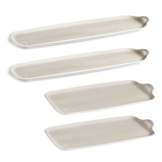 Emile Henry Ceramic Appetizer Platter Pack of 4 in Cork / Beige [ EH885PK ]