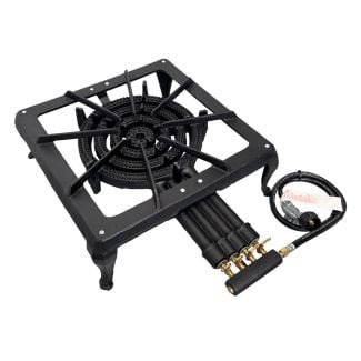 Auscrown Quad Ring LPG Turbo Gas Burner with Frame, Hose & Regulator [ FF50C50LP69 ]