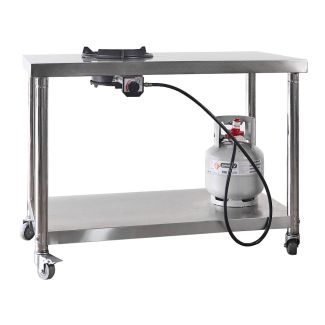 Auscrown 55MJ/hr High Pressure 100kPa LPG Wok Burner + Stainless Steel Wok Bench [ ST110-270HPA ]