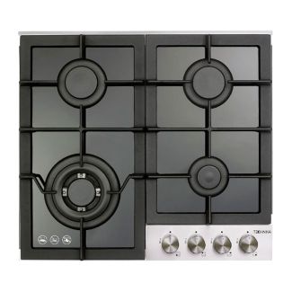 Technika 60cm 4 Burner Black Glass and Stainless Steel Gas Cooktop [ TGC6GWBGFS ]