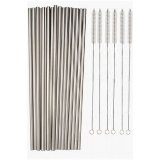 Florence Stainless Steel Sustainable Smoothie Straws 20 Pack with 5 Cleaning Brushes [ FO1809x5 ]