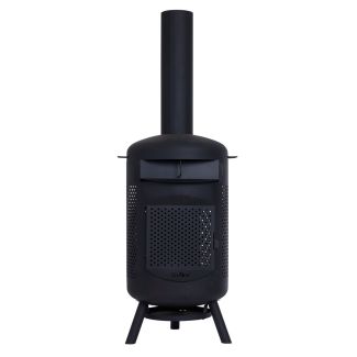 Glow Roma Chimenea with Pizza Cooking Oven in Black [ GLOW2507 ]