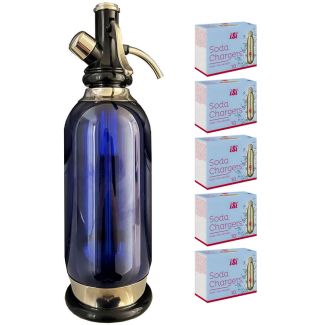 iSi Retro Soda Siphon 850ml in Blue + 50 Pack of iSi Soda CO2 Chargers [ ISIRETROPK ]