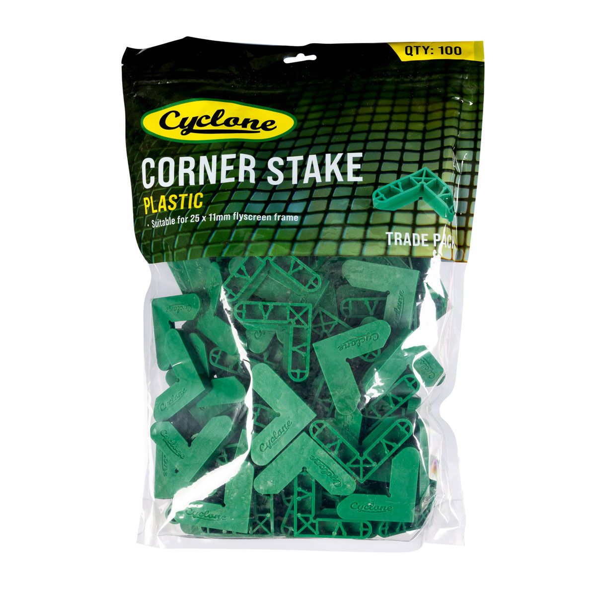 Cyclone Insect / Fly Screening Corner Stakes 100pcs in Green [ 30124143 ]