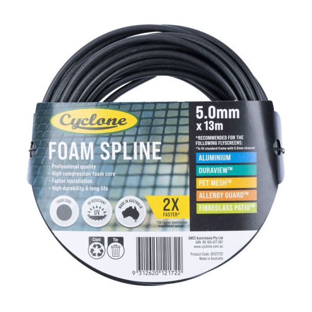 Cyclone Pro Series Insect Fly Screening Foam Spline 5.0mm x 13m [ 30121722 ]