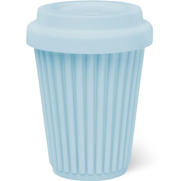 BYO Silicone Reusable Coffee Cup 340ml / 12 Oz in Blue with Blue Lid