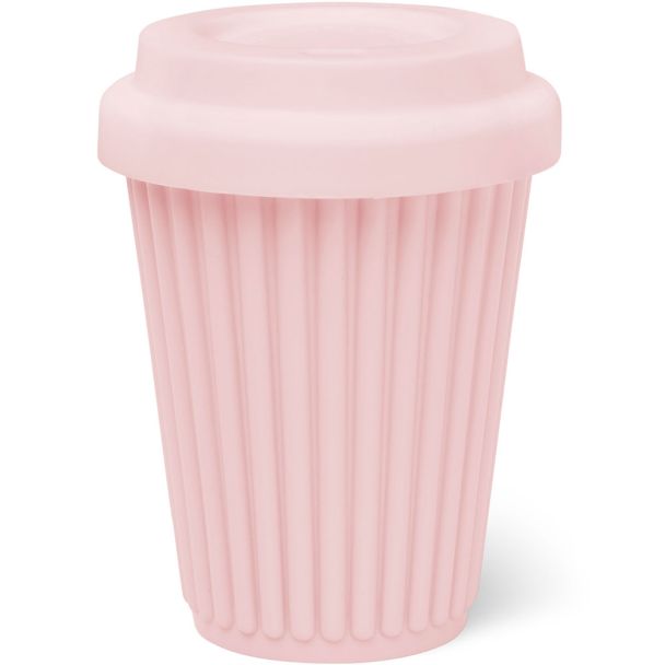 BYO Silicone Reusable Coffee Cup 340ml / 12 Oz in Pink with Pink Lid