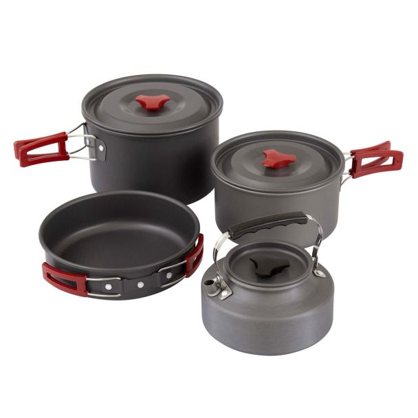 EPE Aluminium 4 Piece Camping Cookware Set with Carry Bag [ EPE4112 ]