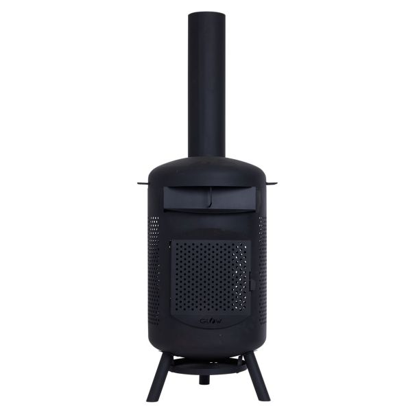 Glow Roma Chimenea with Pizza Cooking Oven in Black [ GLOW2507 ]