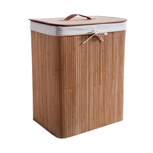 Compactor Rectangular Natural Bamboo Laundry Hamper with Removable Liner 60cm x 45cm x 35cm [ RAN5217 ]