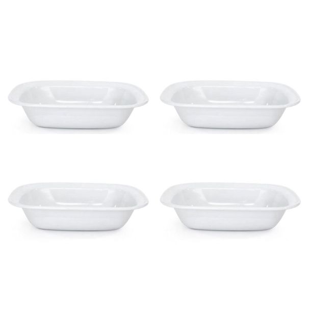 Dishy Enamelware Oblong Enamel Pie Dish 22cm in White 4 Pack [ RD4602x4 ]