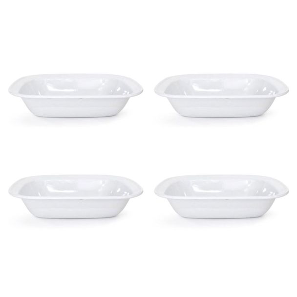 Dishy Enamelware Oblong Enamel Pie Dish 28cm in White 4 Pack [ RD4609x4 ]